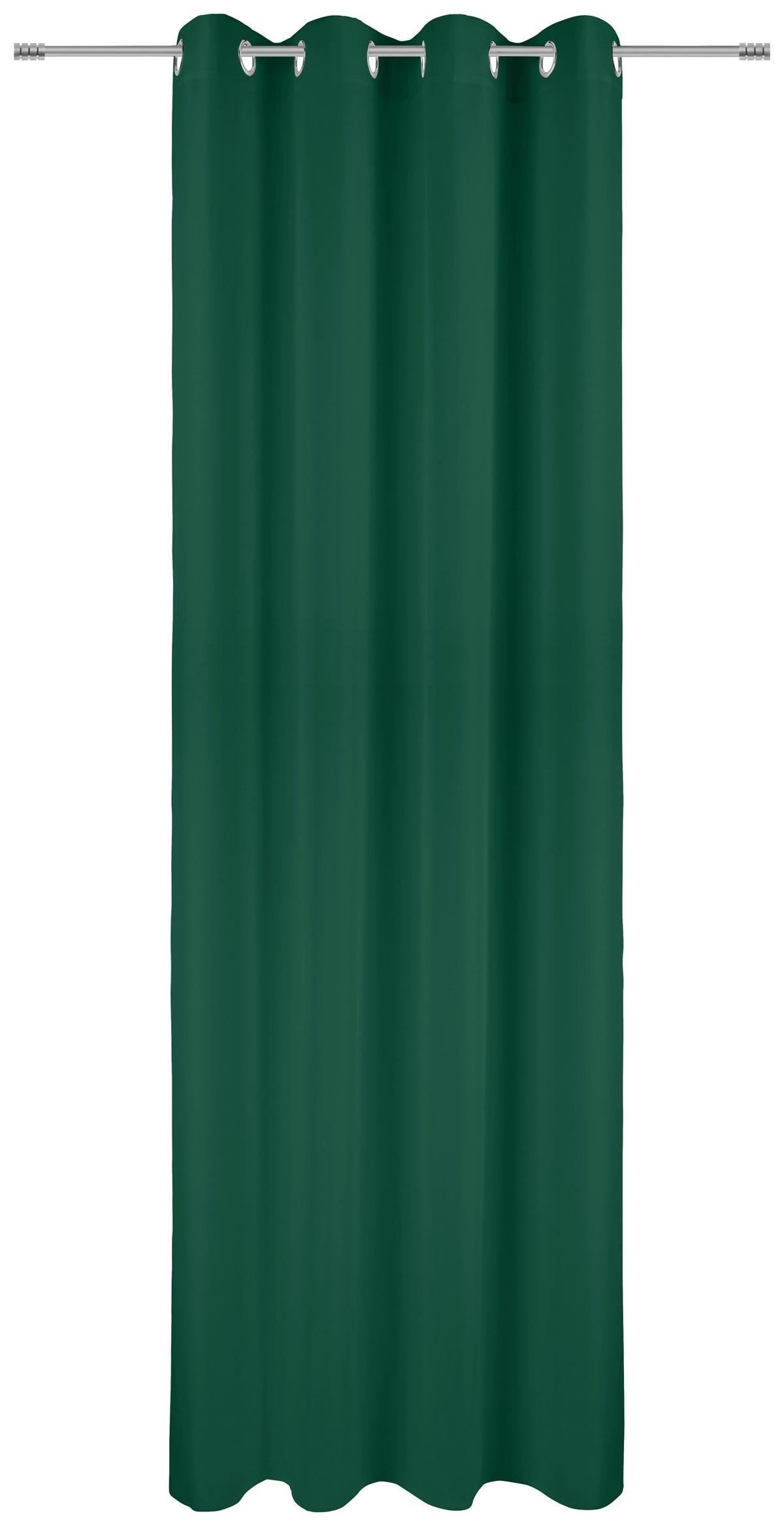 Ösenvorhang Caro - Dunkelgrün, KONVENTIONELL, Textil (140/175cm) - Ondega
