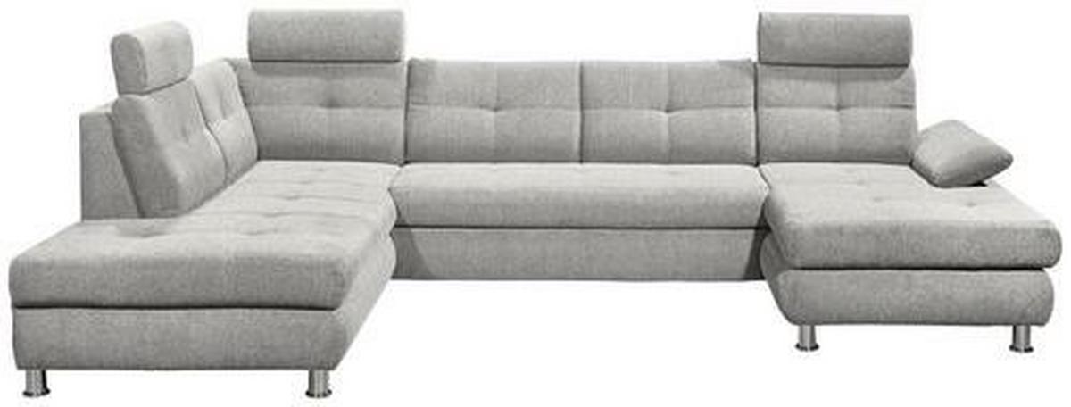 Sedací souprava ALBA U, levá, stříbrná, úl.prostor, lůžko - barvy stříbra, Moderní, textil/plast (233/349/177cm) - MID.YOU