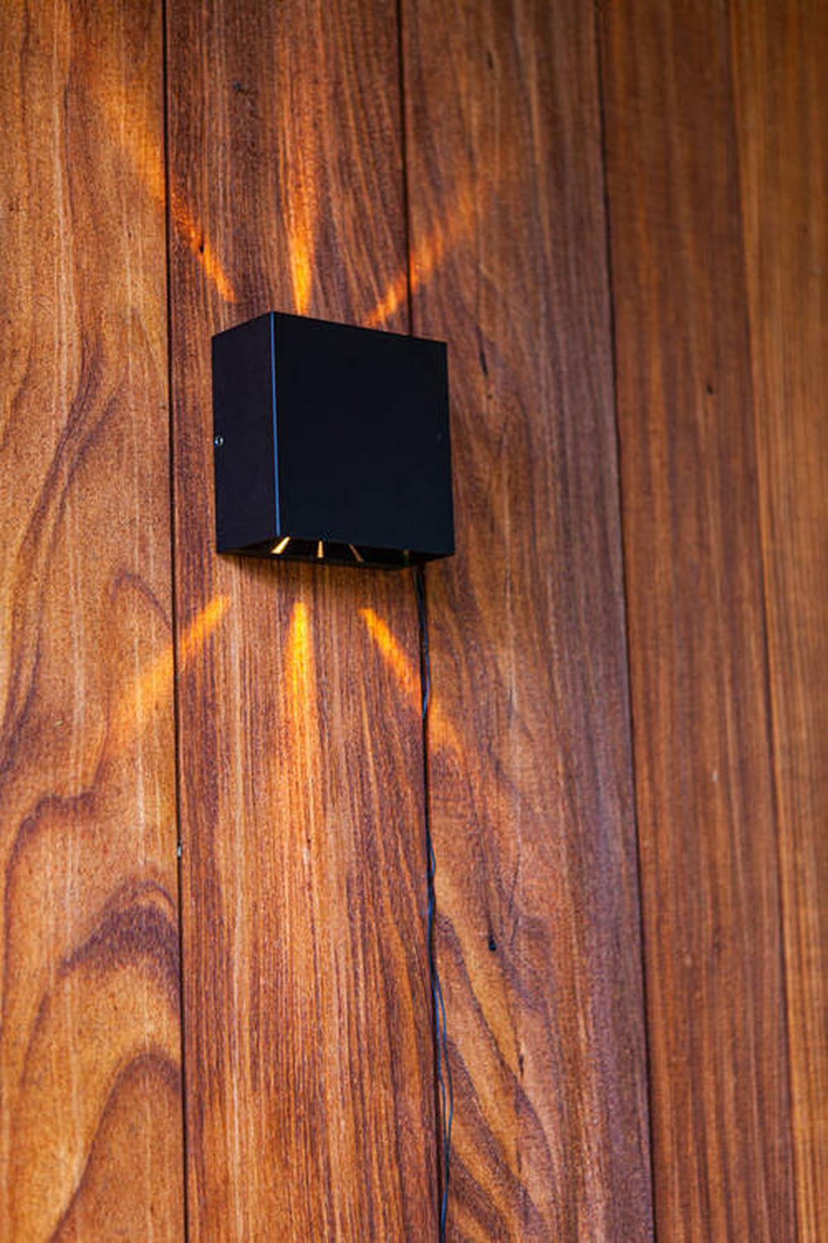 Außenwandleuchte Gemini Beams 10w Aluminium, Wandmontage - Schwarz, Basics, Metall (11/11/6cm)