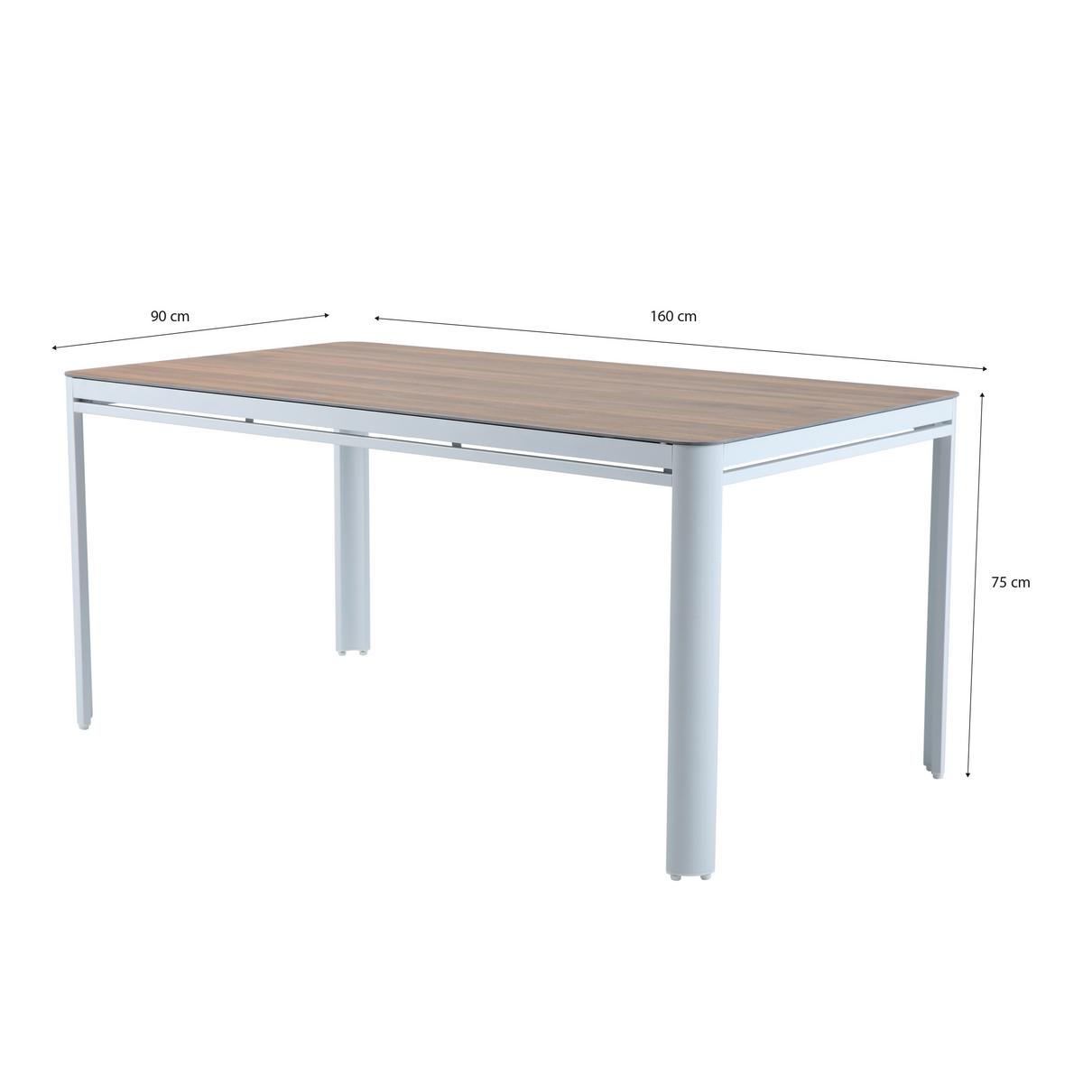 Gartenset Zora 5tlg - Weiß/Teakfarben, MODERN, Metall (160/90/74cm) - Ambia Garden