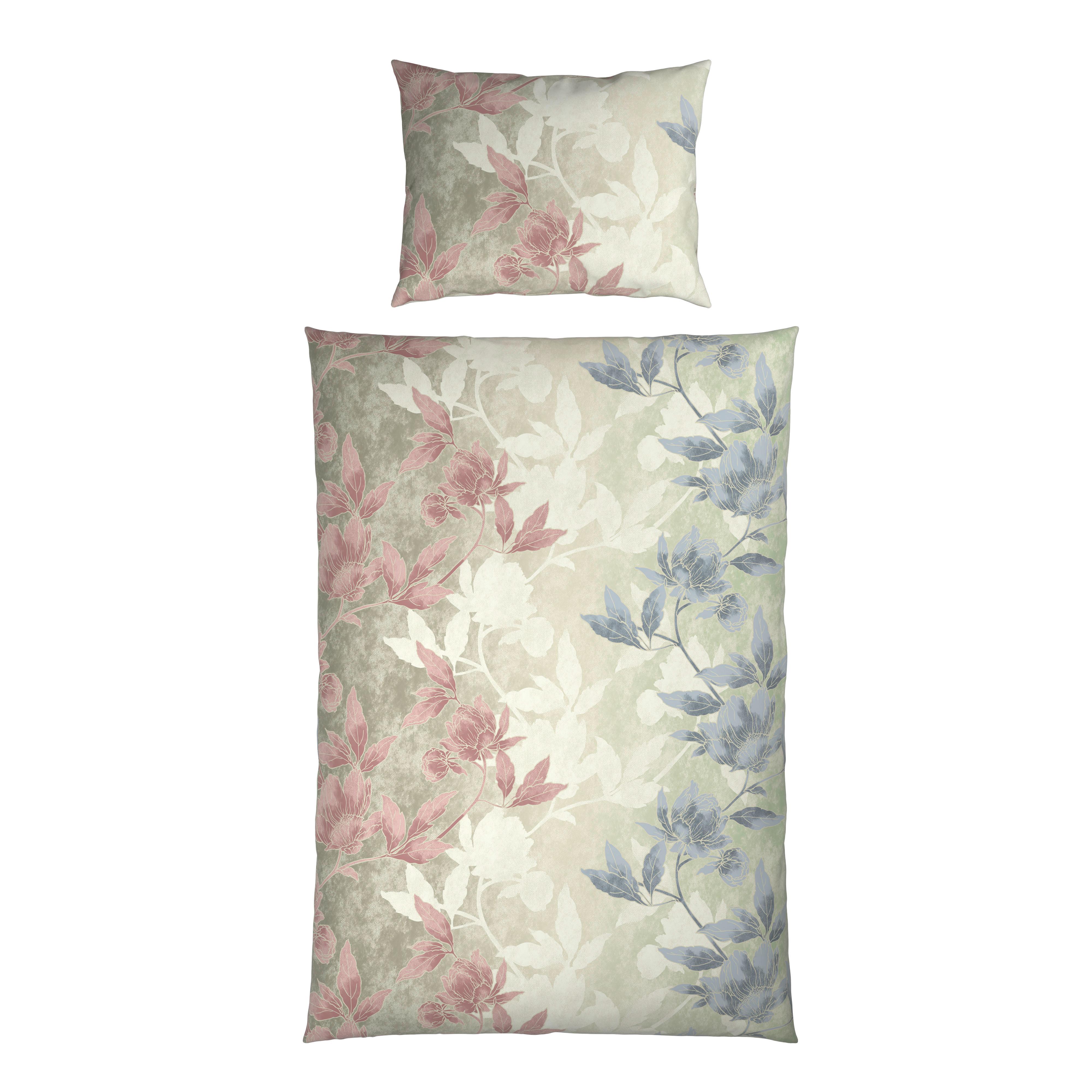 Bettwäsche Jutta - Taupe/Blau, ROMANTIK / LANDHAUS, Textil - James Wood