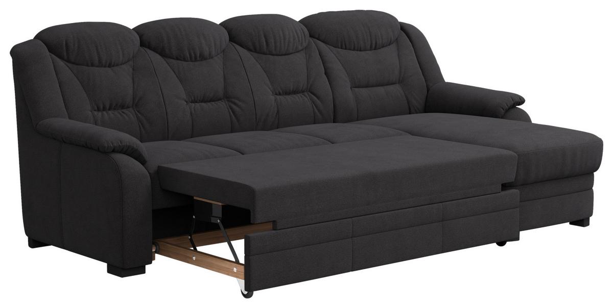 Rohová sedačka MARCUS, pravá, čierna ženilka - čierna, Basics, textil/plast (257/162cm) - MID.YOU