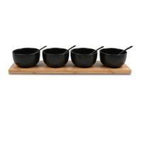 sada misiek na dip TAPAS - 4 - čierna, Modern, drevo/keramika (45/11.5/7.2cm) - Modern Living