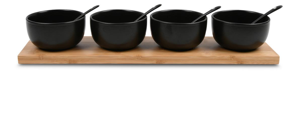 sada misiek na dip TAPAS - 4 - čierna, Modern, drevo/keramika (45/11.5/7.2cm) - Modern Living