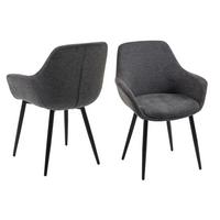 Armlehnstuhl-Set Anthrazit B: 64 cm - Anthrazit/Schwarz, MODERN, Textil/Metall (64/86/59cm) - Livetastic