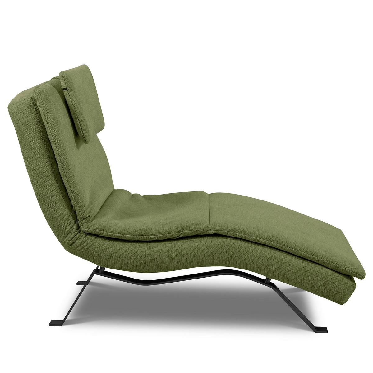 RELAXLIEGE Grün, B: 65 cm - Schwarz/Grün, Design, Leder (65/95/171cm) - Celina Home