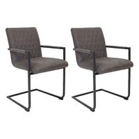 Armlehnstuhl Damian Anthrazit gepolstert 2er-Set - Anthrazit/Schwarz, LIFESTYLE, Textil/Metall (52/88/63cm) - MID.YOU