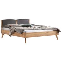 Bett Mareto Buchefarben 140x200 Cm - Dunkelgrau/Buchefarben, KONVENTIONELL, Holz/Textil (140/200cm) - Hasena