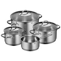 Kochtopfset Achat, 4-Teilig, Edelstahl, inkl. 3 Deckeln - Edelstahlfarben, KONVENTIONELL, Glas/Metall - Silit