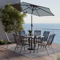 Gartengarnituren Für 6 Personen Mao Metall - Anthrazit, MODERN, Glas/Textil - Luca Bessoni