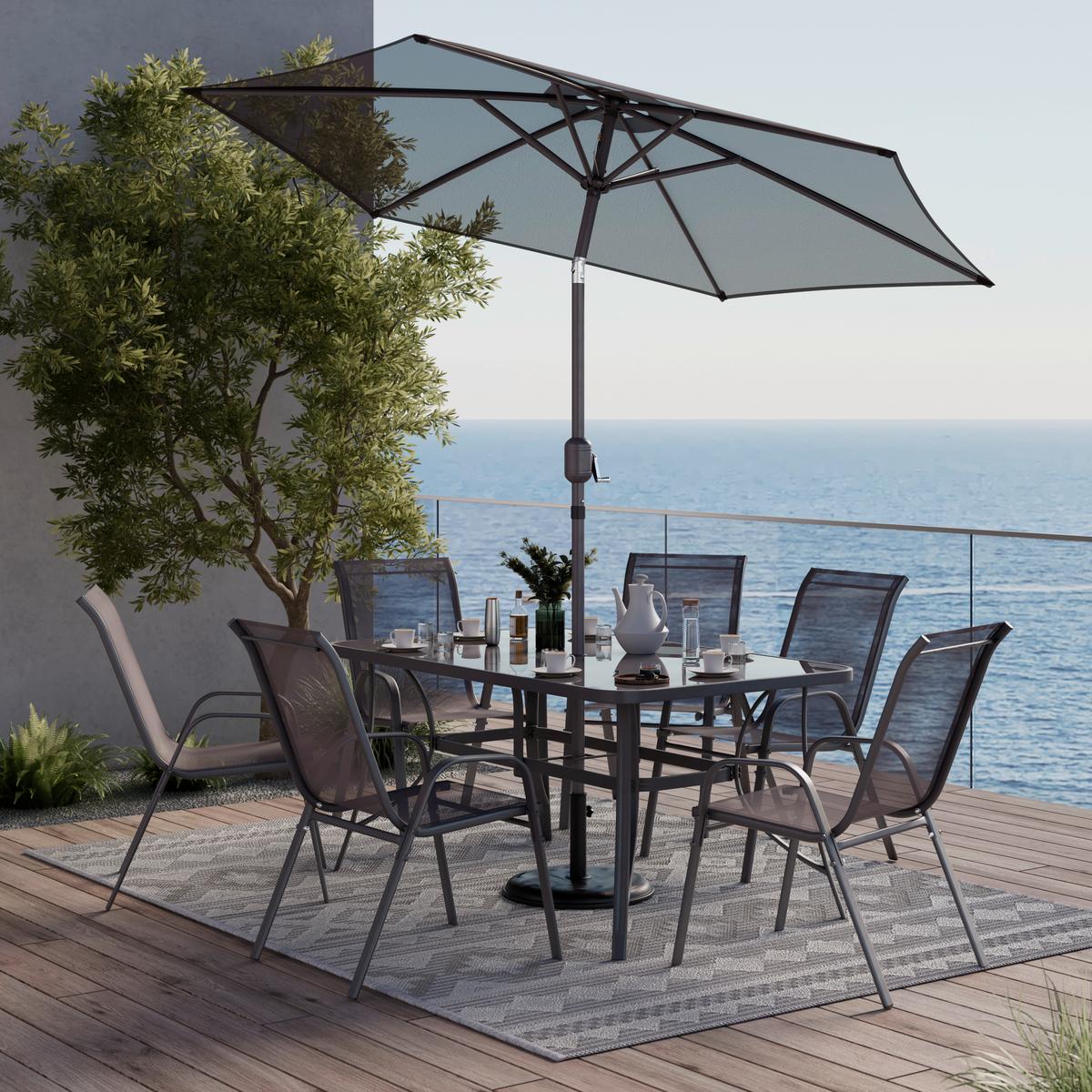 Gartengarnituren Für 6 Personen Mao Metall - Anthrazit, MODERN, Glas/Textil - Luca Bessoni