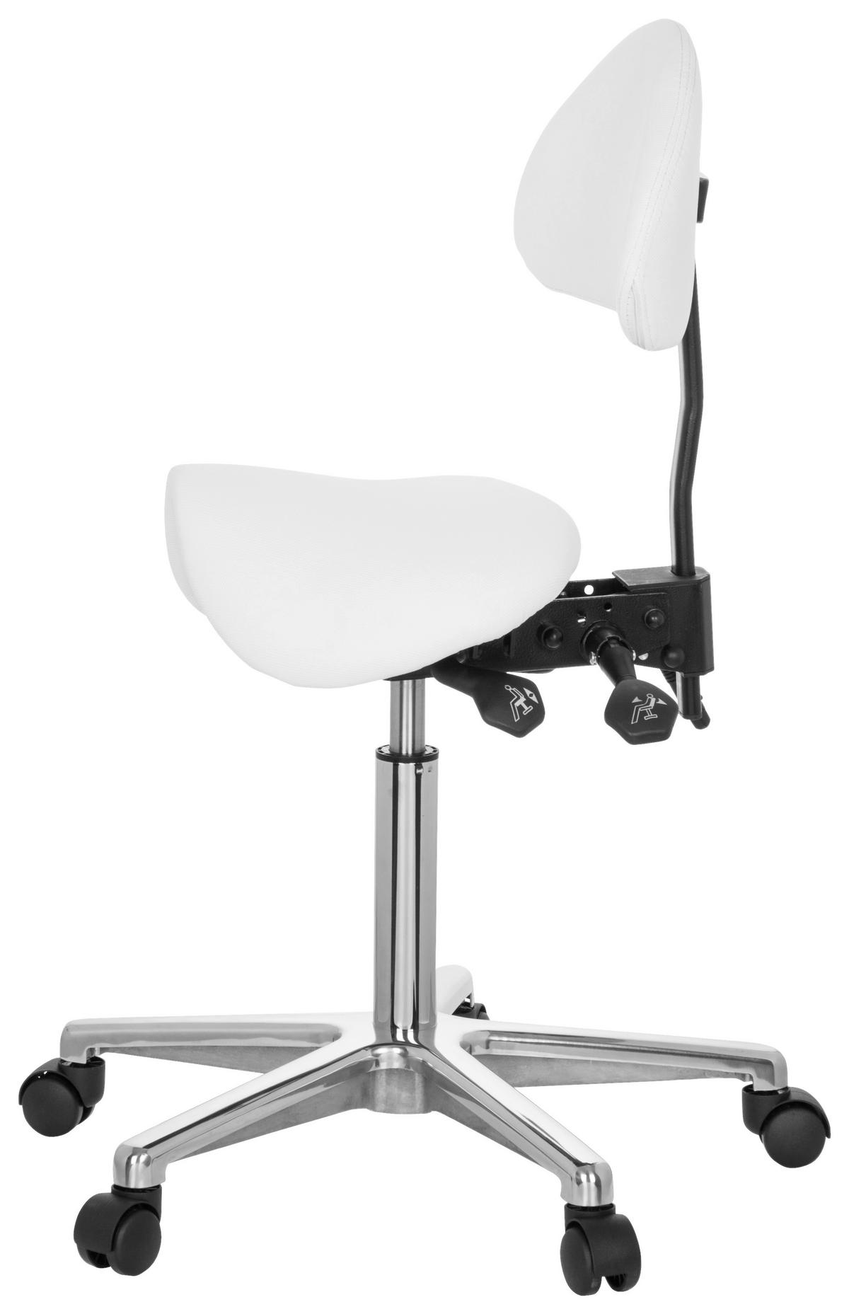 Bürohocker Top Work 20 Lederlook Weiß Bis 110kg - Alufarben/Weiß, MODERN, Kunststoff/Textil (36/105/40cm) - MID.YOU