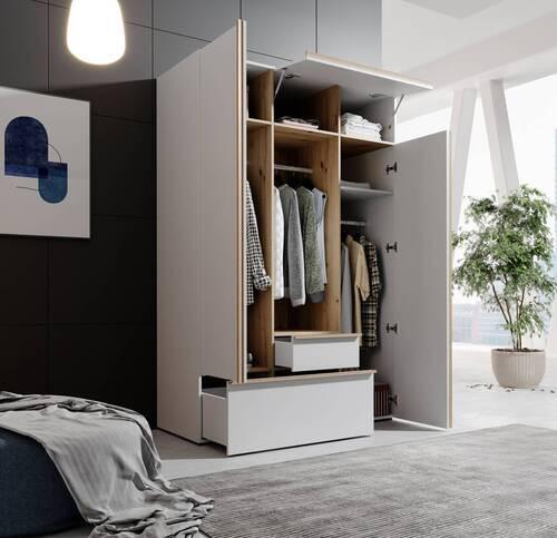Drehtürenschrank Mit Schubladen 135 Balve - Eichefarben/Weiß, MODERN, Holzwerkstoff (135/204/59cm) - MID.YOU