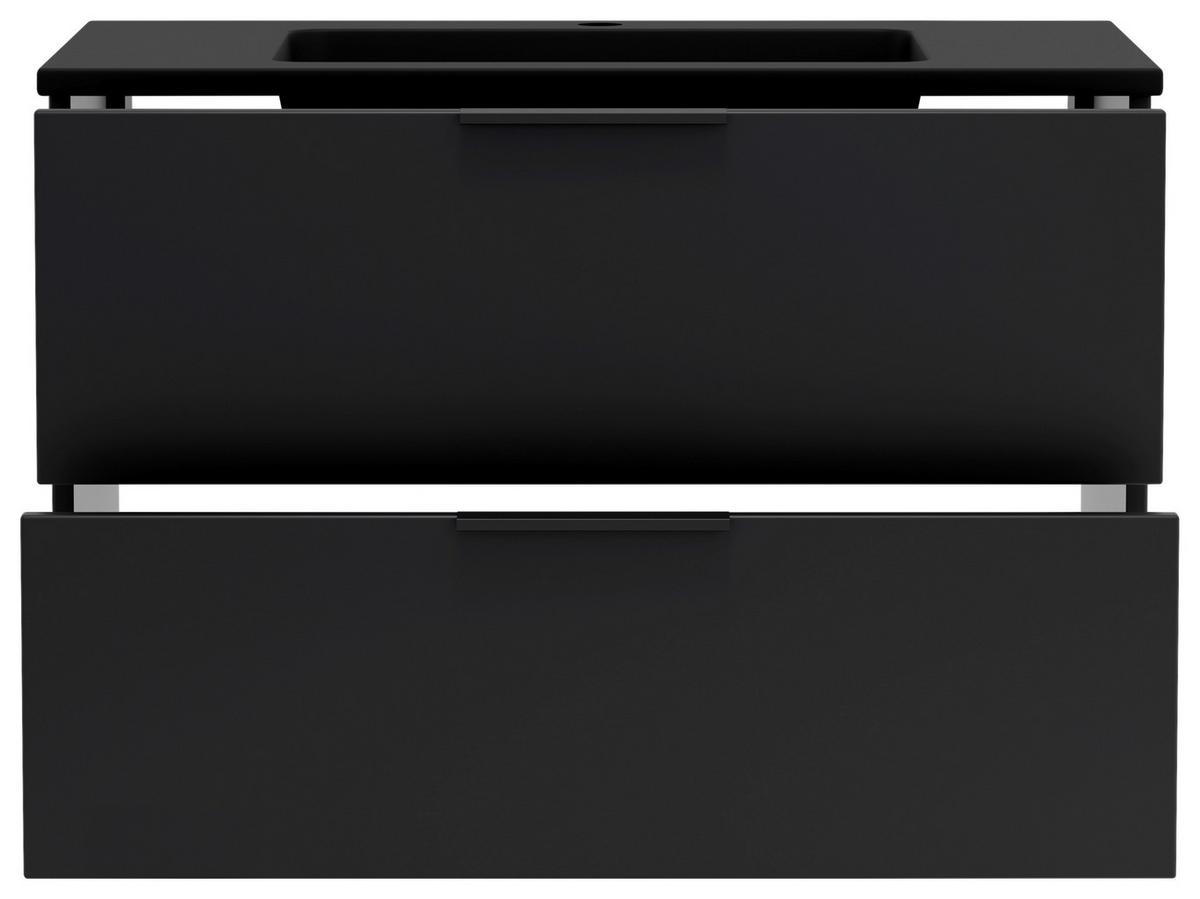 Waschtischkombi Sevilla Schwarz, B: 80 cm - Schwarz, MODERN, Keramik/Holzwerkstoff (80/54/47cm) - Held