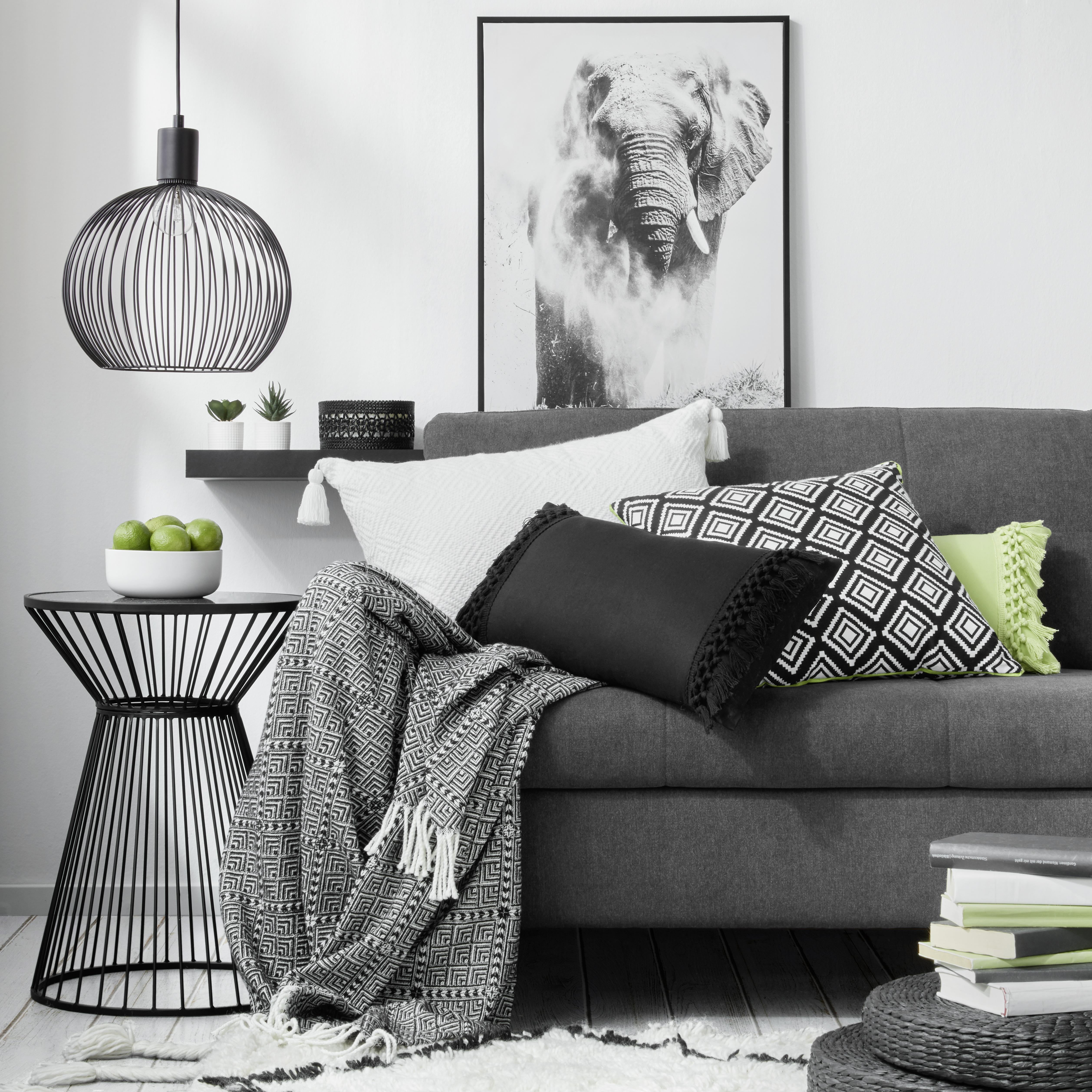 Deka Samira, 130/170 Cm, Čierna - prírodné farby/čierna, Štýlový, textil (130/170cm) - Modern Living