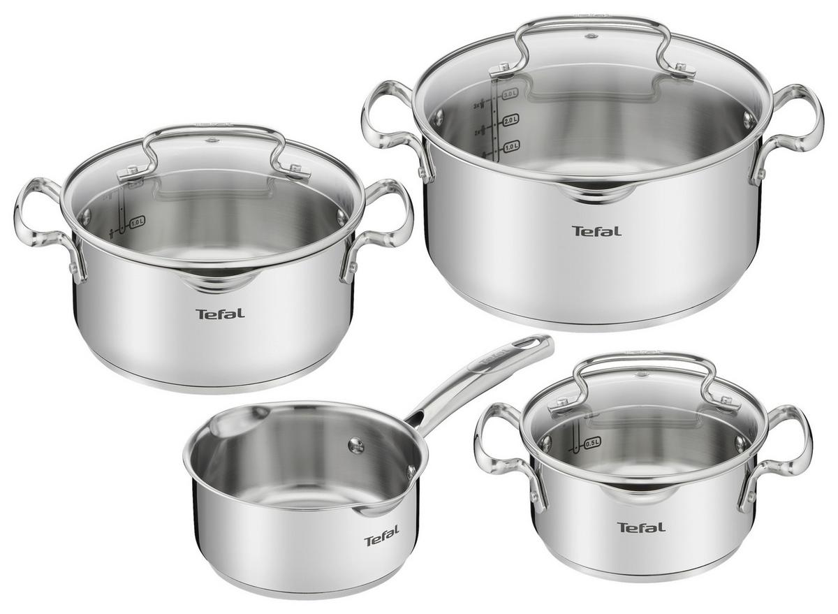 Kochtopfset 7-Tlg. Edelstahl Mit 3 Deckel - Edelstahlfarben, Basics, Glas/Metall (54/30/54cm) - Tefal