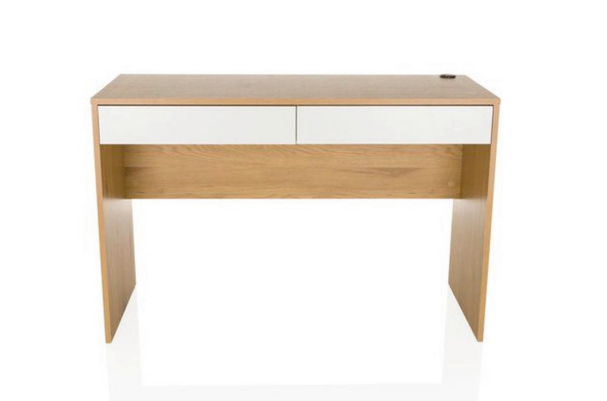 Schreibtisch Weiß/Eichefarben B: 120 cm - Eichefarben/Weiß, MODERN, Holzwerkstoff (120/50/78cm) - MID.YOU