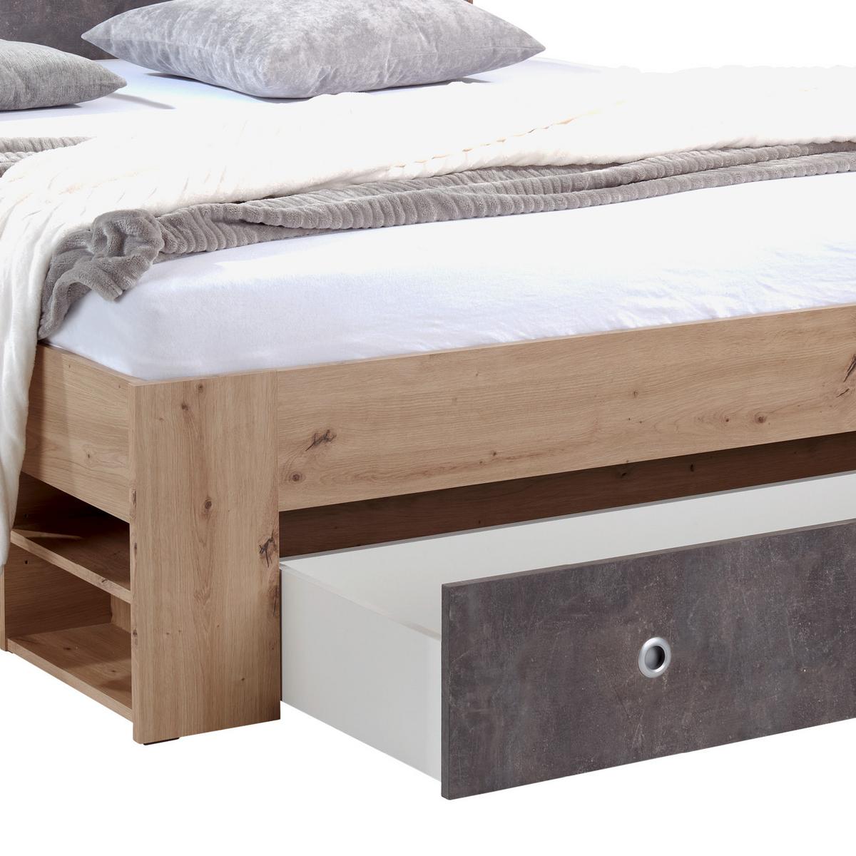 Postel s úložným prostorem Azurro 180x200, tmavě šedá/dub - barvy dubu/tmavě šedá, Moderní, kompozitní dřevo (180/200cm)