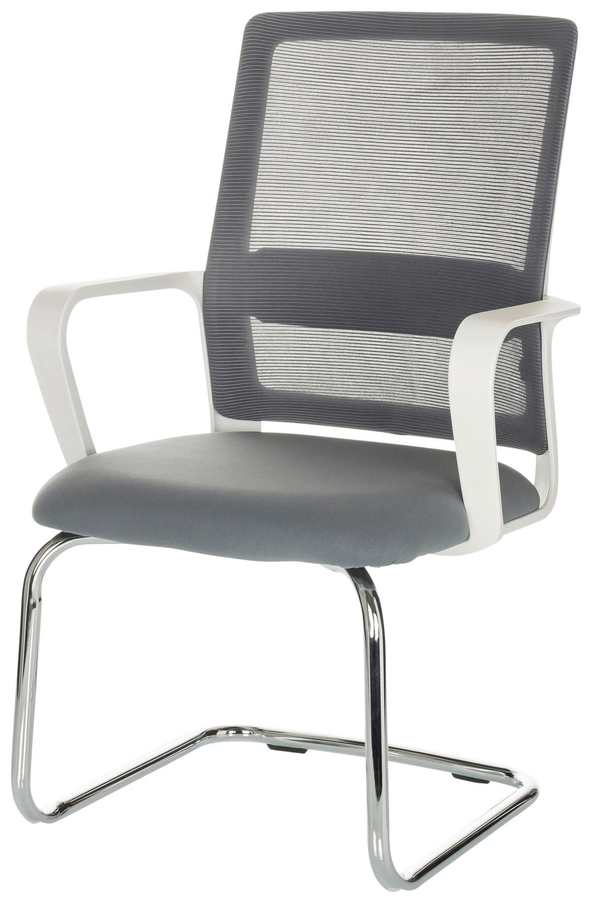 Besucherstuhl Visiter W - Silberfarben/Weiß, Basics, Kunststoff/Textil (60/97-98/60cm) - MID.YOU