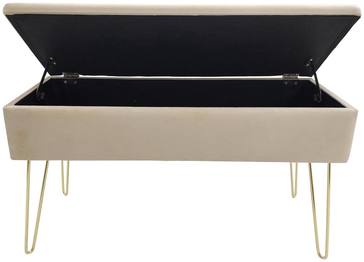 Hockerbank Scarlett Creme H: 42 cm mit Stauraum - Weiß, Design, Textil (75/42/30cm) - Echtwerk