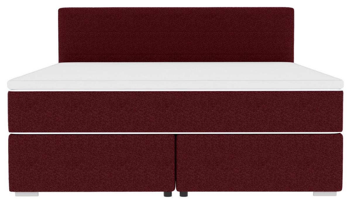 Boxspringbett Catania - Chromfarben/Weinrot, KONVENTIONELL, Textil (140/200cm)