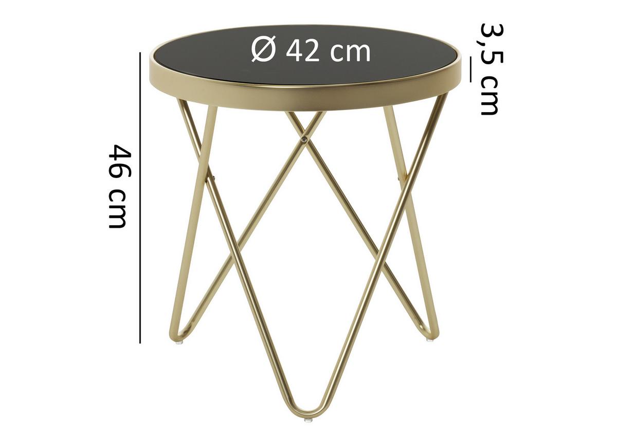Príručný stolík DANA zlatý - čierna/zlatá, Design, kov/sklo (42/46cm) - MID.YOU