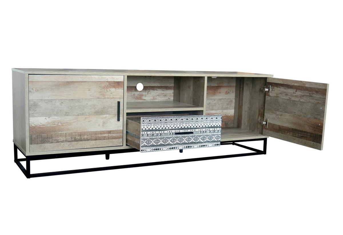 Lowboard Graubraun, Naturfarben B: 160cm - Graubraun/Schwarz, Design, Holzwerkstoff (160/55/38cm) - Livetastic