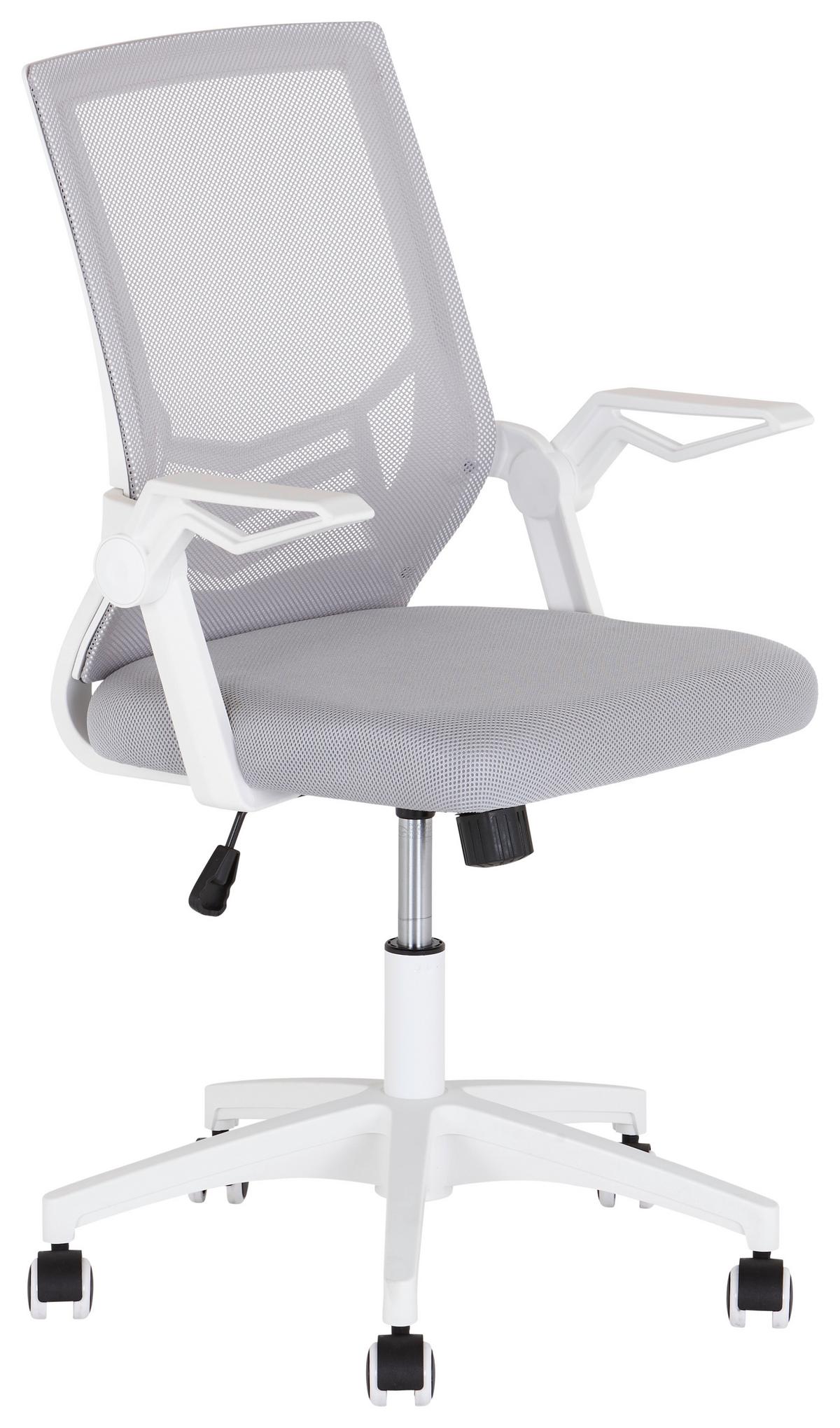 Drehstuhl Marina Mit Armstützen Grau/Schwarz/Weiß - Schwarz/Weiß, MODERN, Kunststoff/Textil (61/91,5-101,5/56cm) - MID.YOU