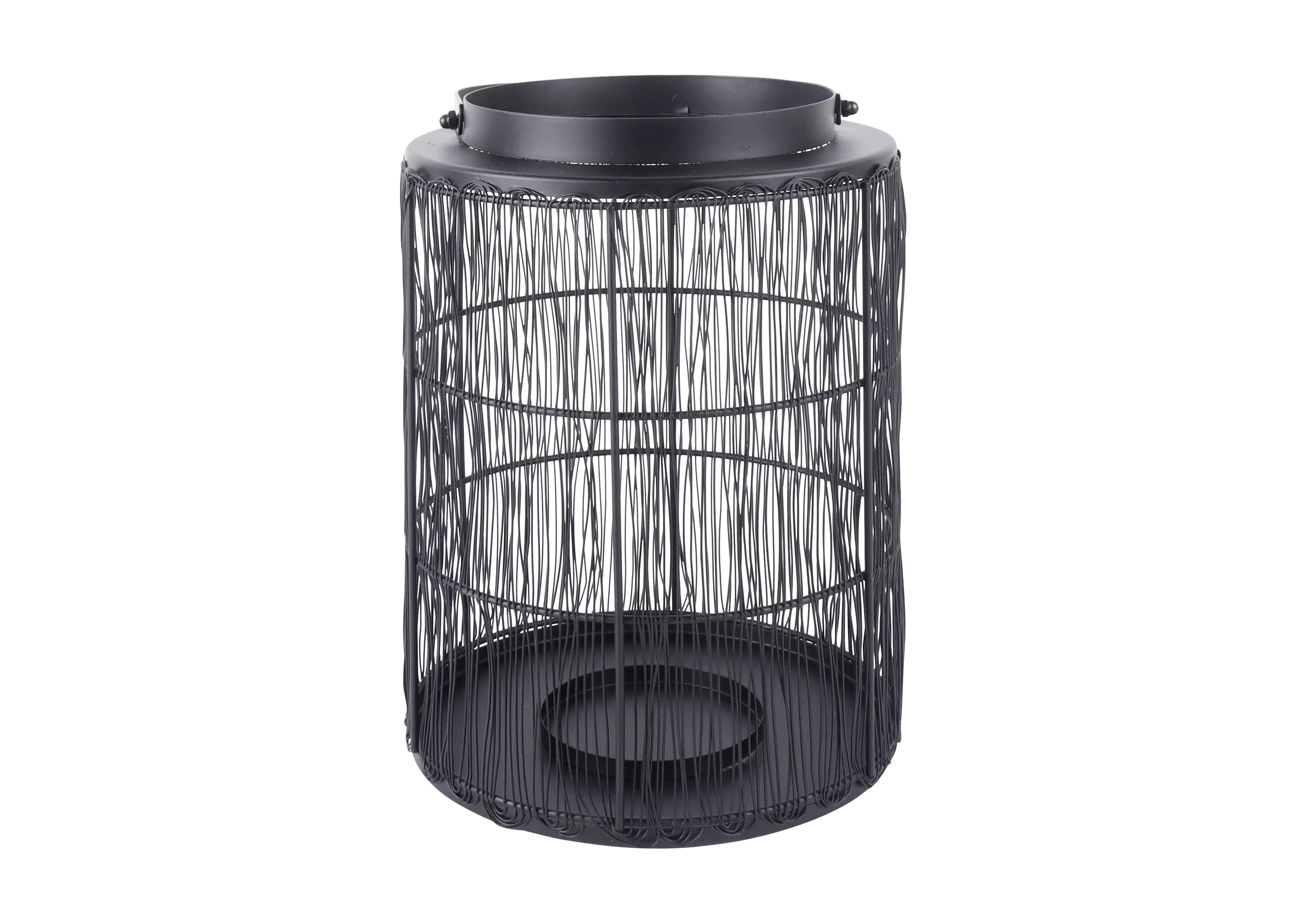 Lampáš Twine, Ø/v: 17/24cm - čierna/číre, Moderný, kov/sklo (17/24,5cm) - Modern Living