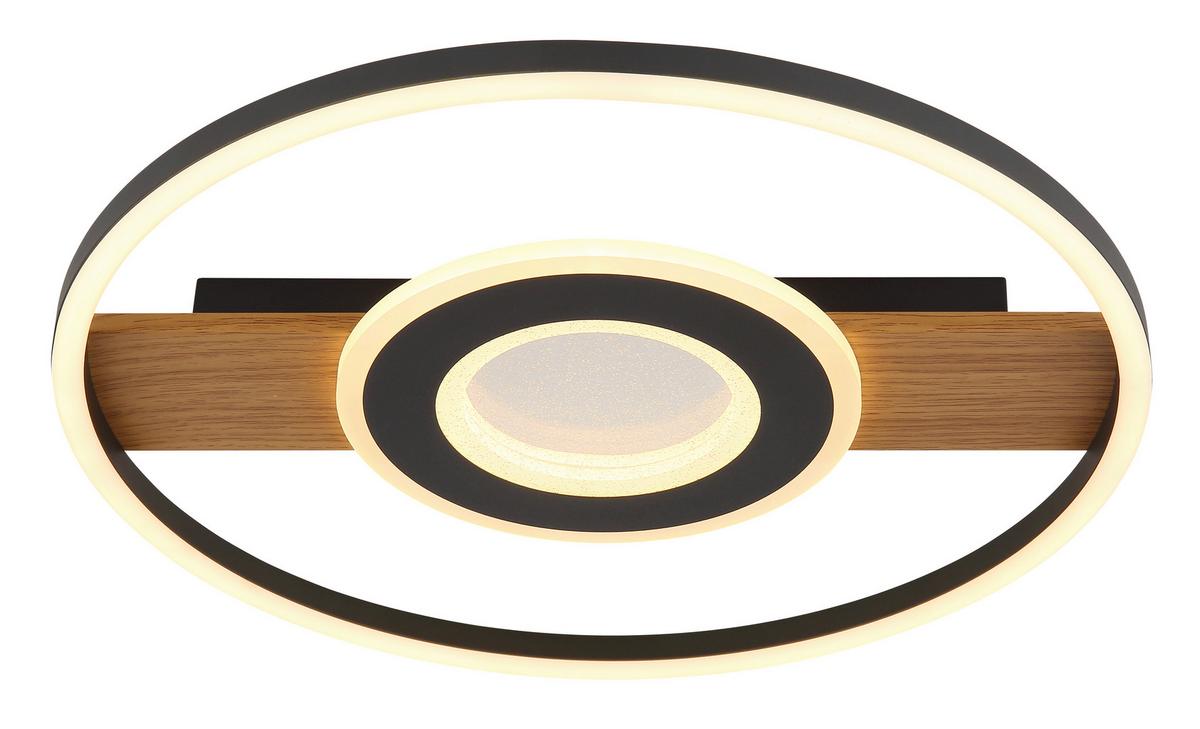 Led Mennyezeti Lámpa 67323-24 - sötétbarna/fekete, Natur, műanyag/fém (40,5/5,5cm) - Globo