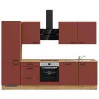 Küchenleerblock Easytouch High-Line, H10 Links - Eichefarben/Rot, MODERN, Holzwerkstoff (300cm) - Nobilia