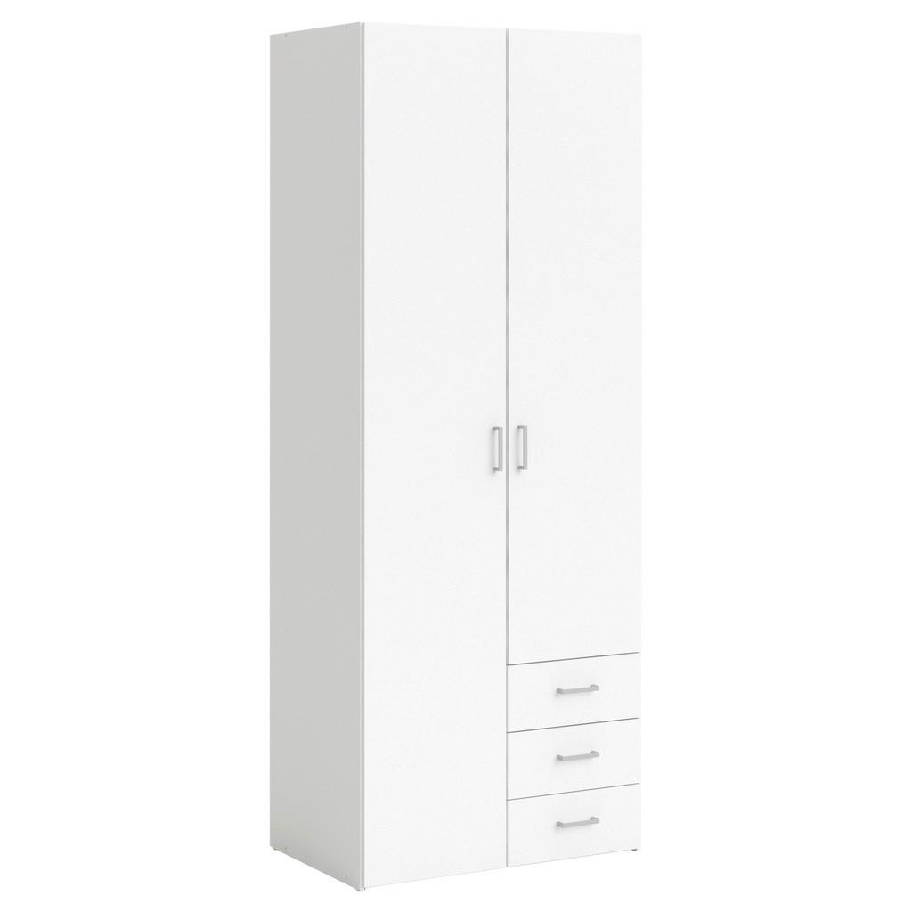 Drehtürenschrank mit Schubladen 77,6cm Space, Weiß
