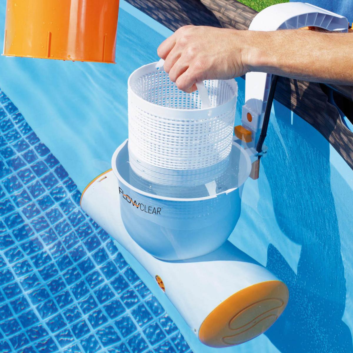 Skimmer 1050gal inkl. Filterpumpe 3.974 L/H 58469 - Orange/Weiß, MODERN, Kunststoff (3974l) - Bestway