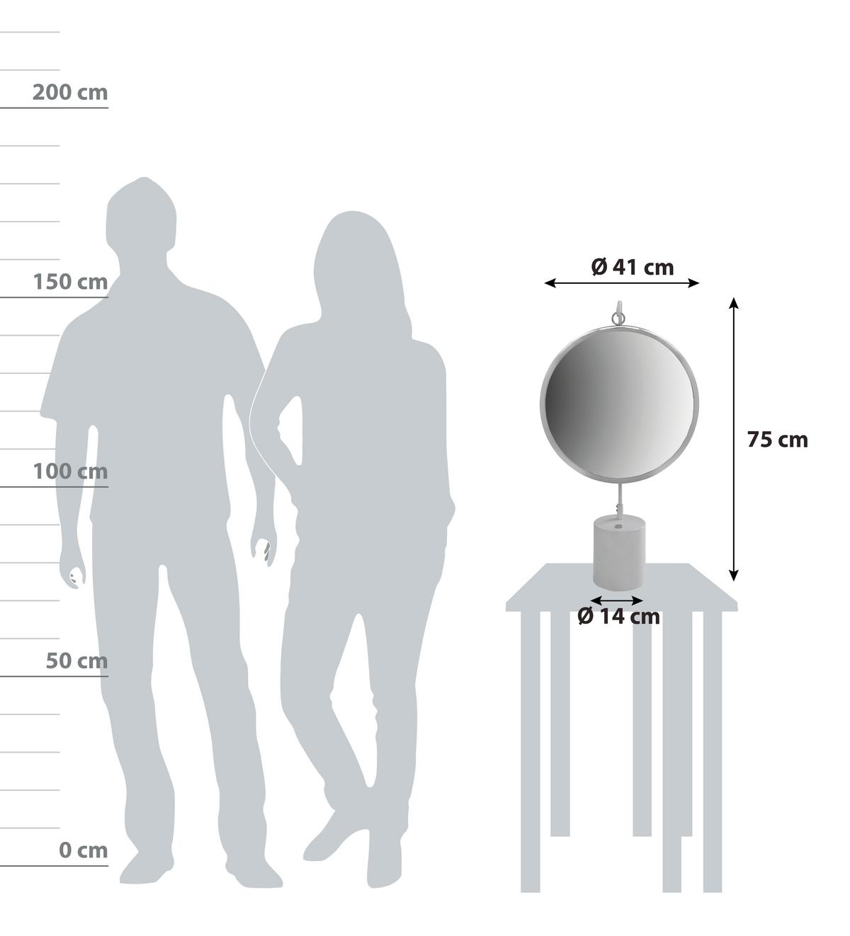 Tischspiegel Eleganca H: 75 Cm Metallrahmen Silberfarben/weiß - Silberfarben/Weiß, LIFESTYLE, Glas/Metall (41/75/14cm) - Kayoom