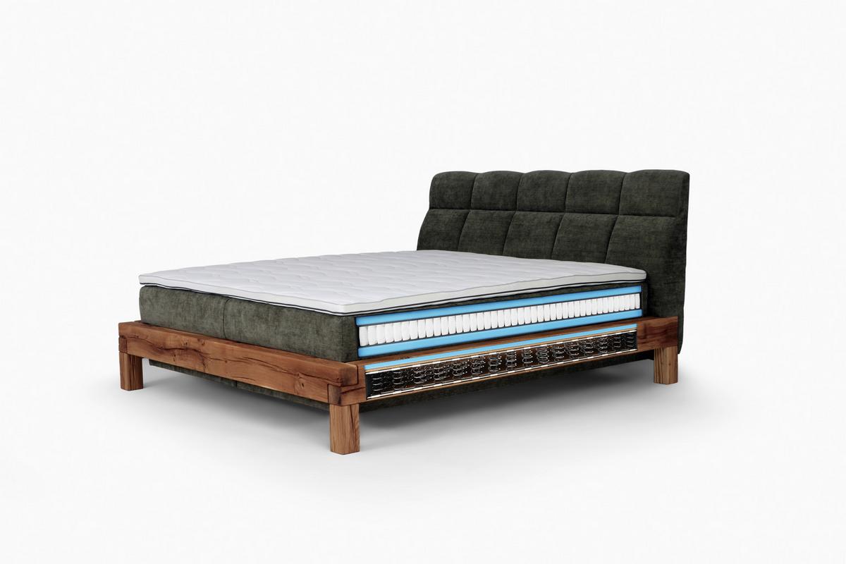 Boxspringbett Bed Bull Mit Topper 180x200 Cm - Buchefarben/Grau, Natur, Textil (180/200cm) - Livetastic