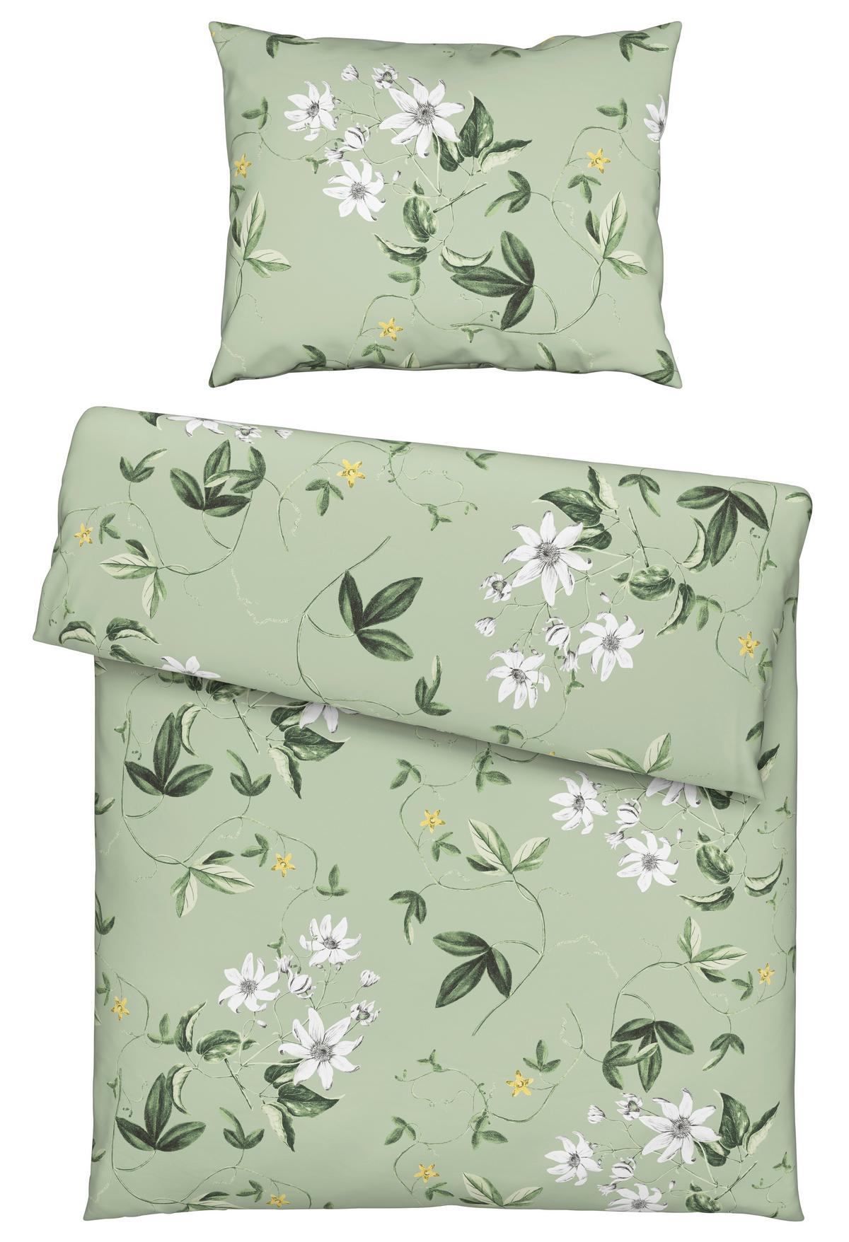 Renforcé-bettwäsche 140x200 Cm Gertrud Grün - Grün, ROMANTIK / LANDHAUS, Textil - James Wood