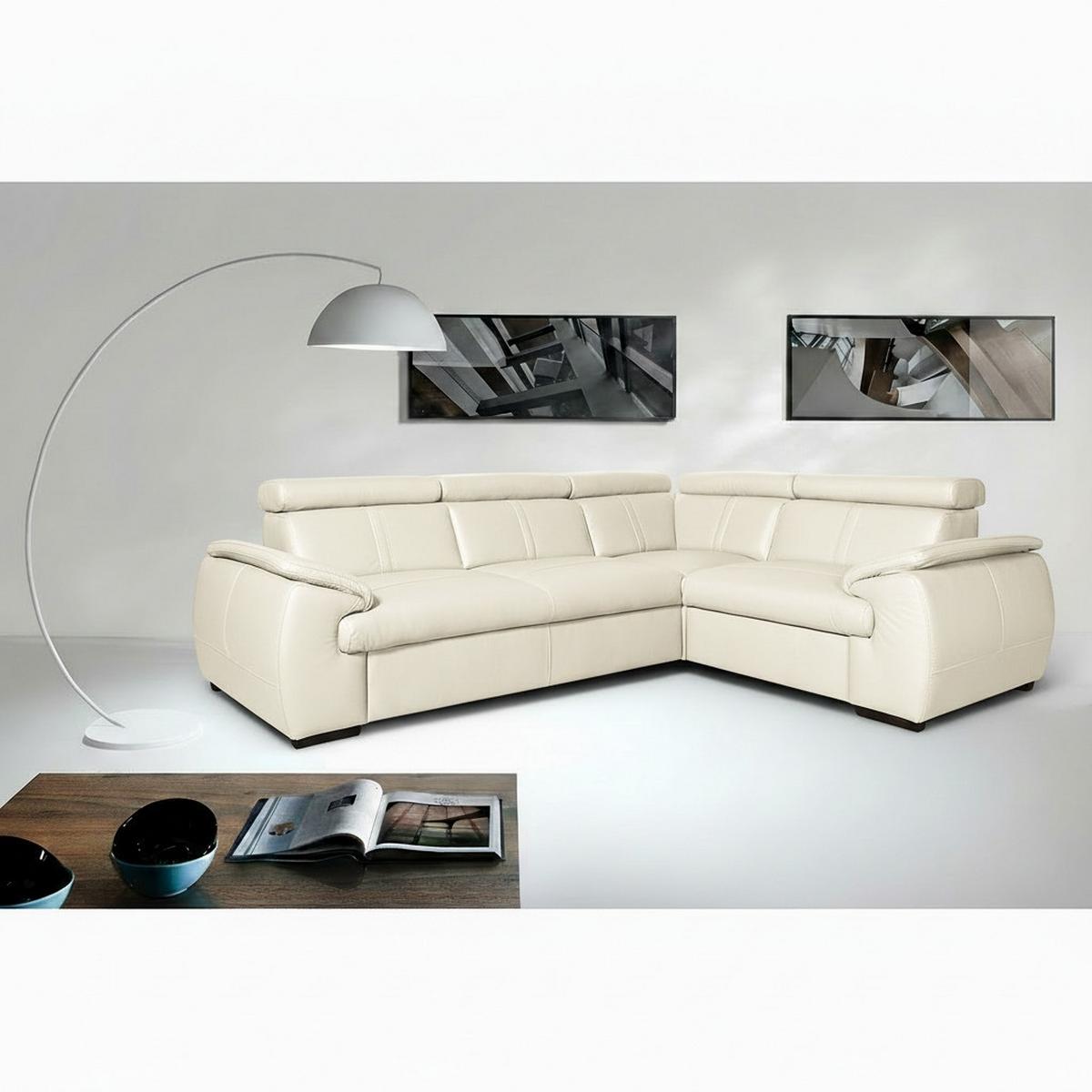 Ecksofa City Weiß B: 265x193 Cm - Wengefarben/Weiß, Design, Leder (265/193cm) - Livetastic