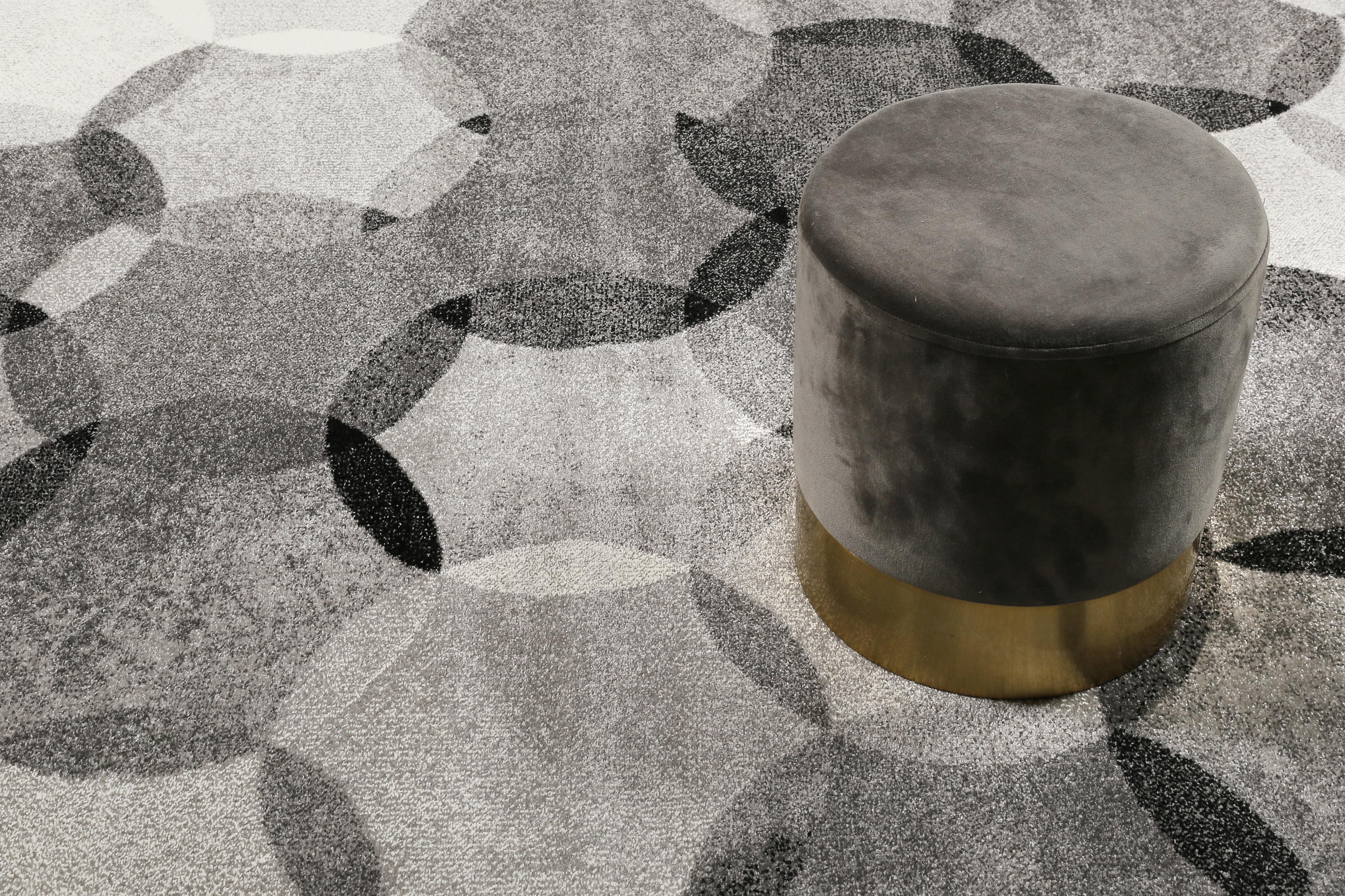 Webteppich Silber/Grau Graphik Modernina 80x150 cm - Dunkelgrau/Beige, KONVENTIONELL, Textil (80/150cm) - Esprit