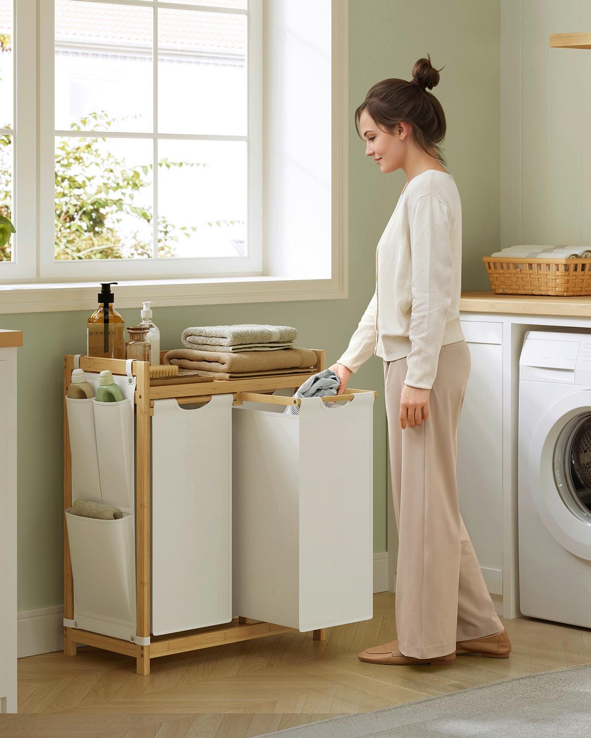 Wäschekorb Ecru B: 63cm - Ecru, Basics, Naturmaterialien/Textil (63/78/33cm)