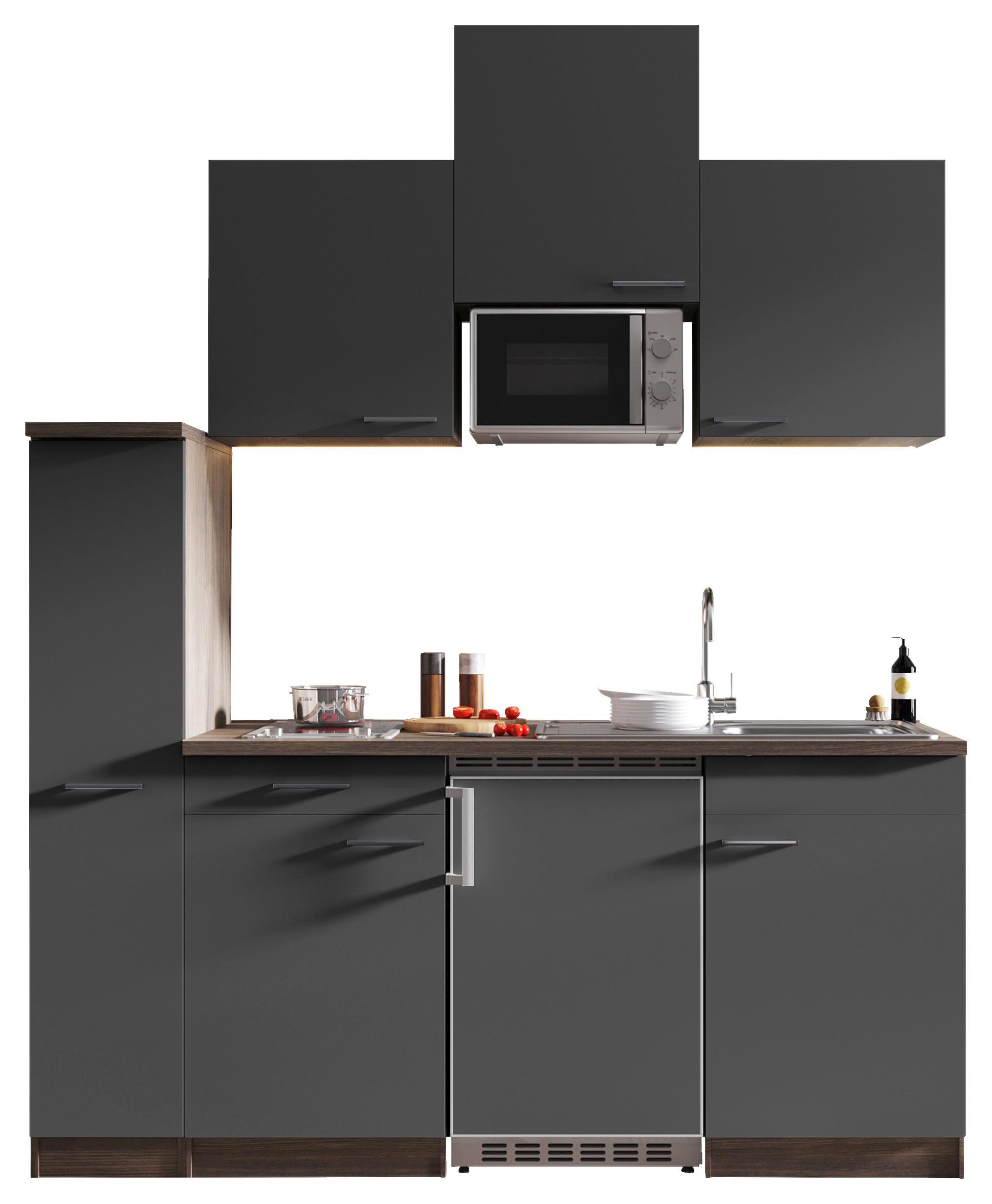 Küchenblock Oliver Singleküche 180 cm - Eichefarben/Grau, Basics, Holzwerkstoff (180cm) - Respekta