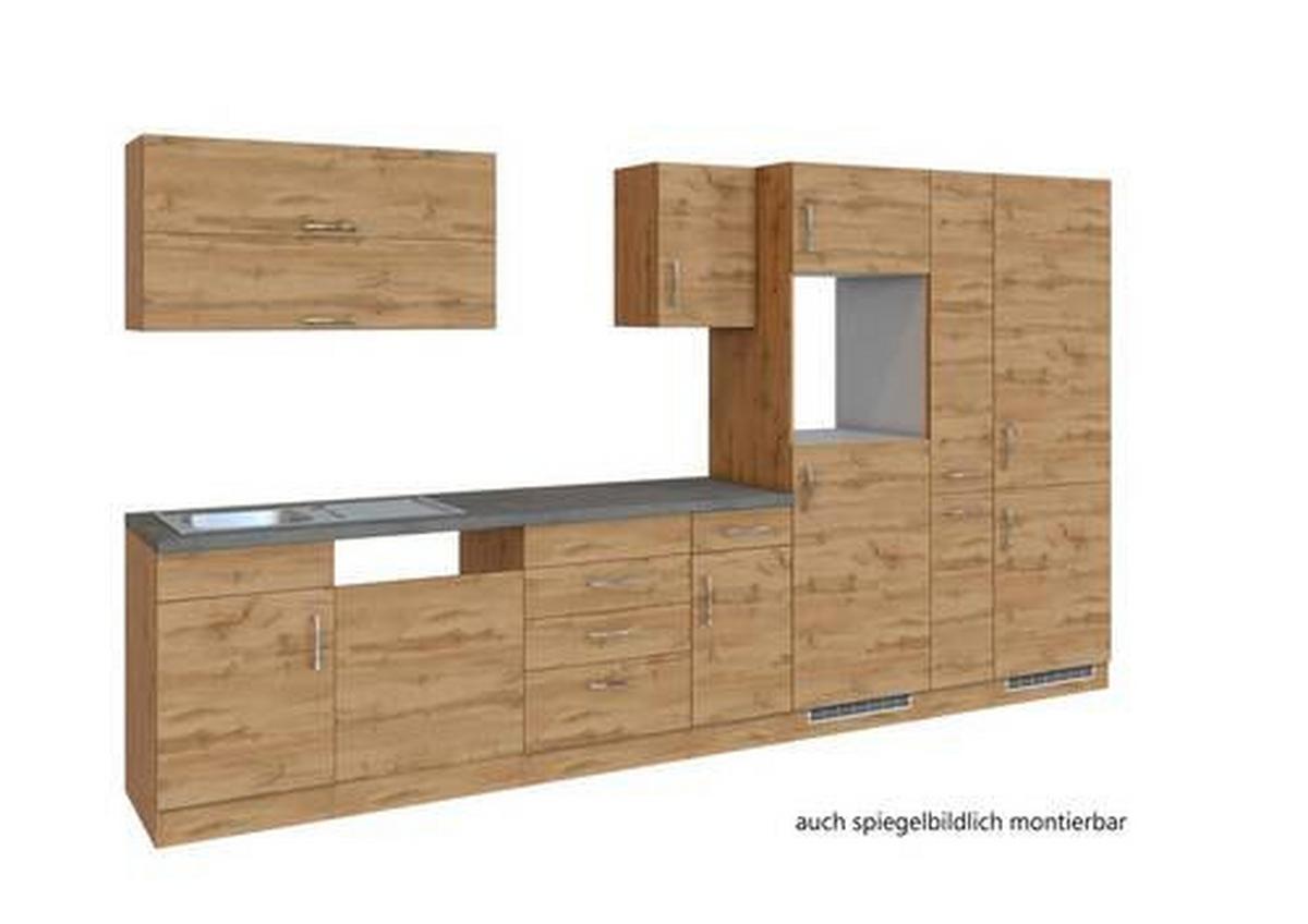 Küchenzeile Sorrento ohne Geräte 360 cm Eichefarben - Eichefarben/Anthrazit, MODERN, Holzwerkstoff (360/200/60cm) - Held