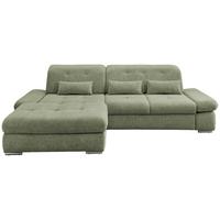 Ecksofa Mit Schlaffunktion Dalida Grün Chenille - Chromfarben/Grün, Design, Textil (196/300cm) - Livetastic
