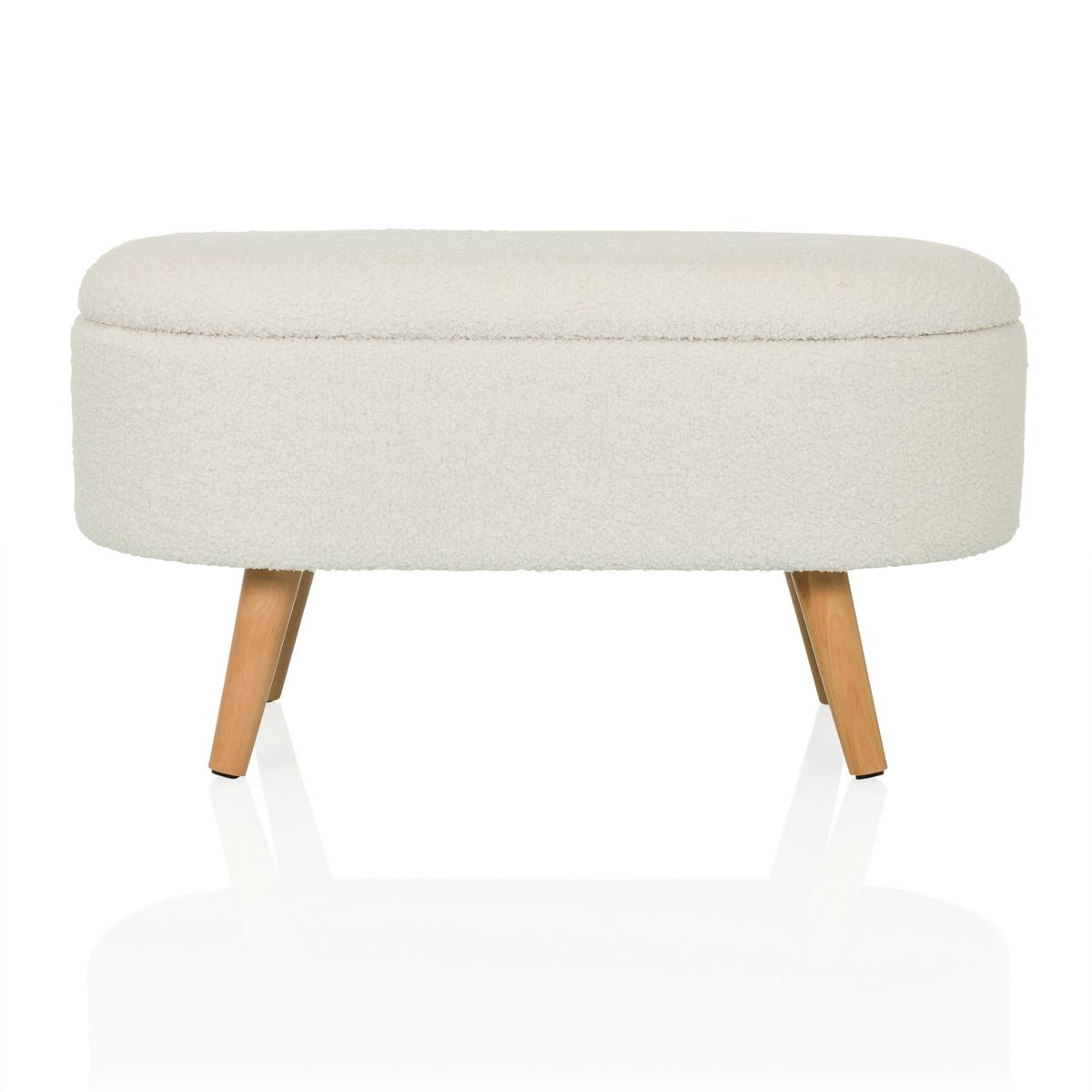Hocker Storiano Weiß B: 82 Cm - Eichefarben/Weiß, MODERN, Textil (82/43/47cm) - MID.YOU