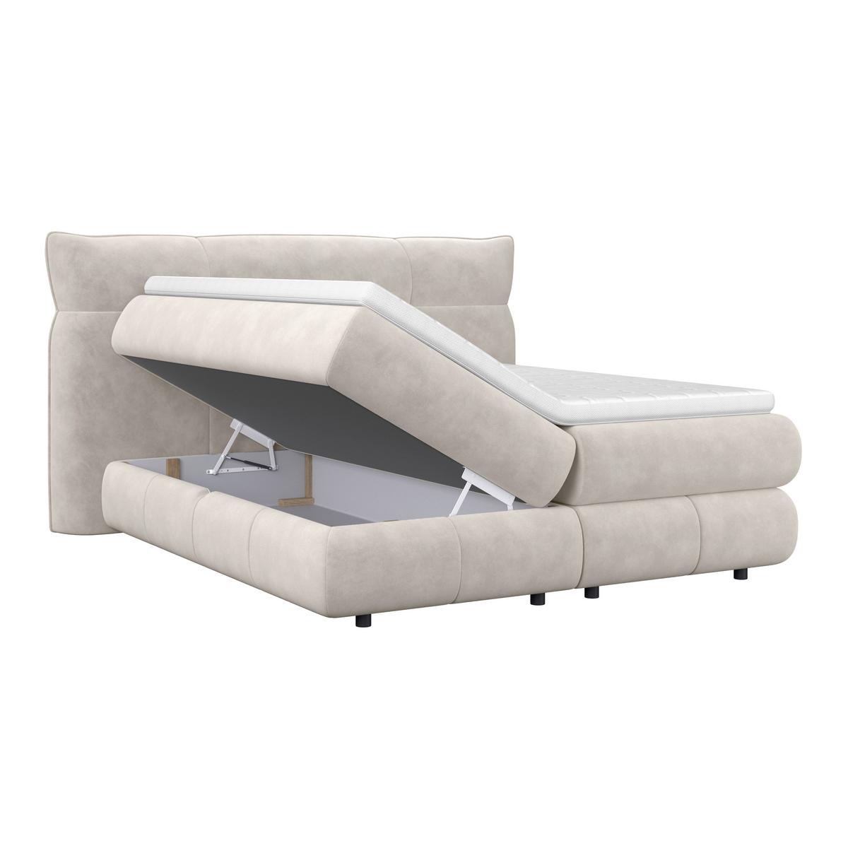 Boxspringbett Carmelo Beige 180x200 cm - Beige/Schwarz, Trend, Textil (180/200cm)