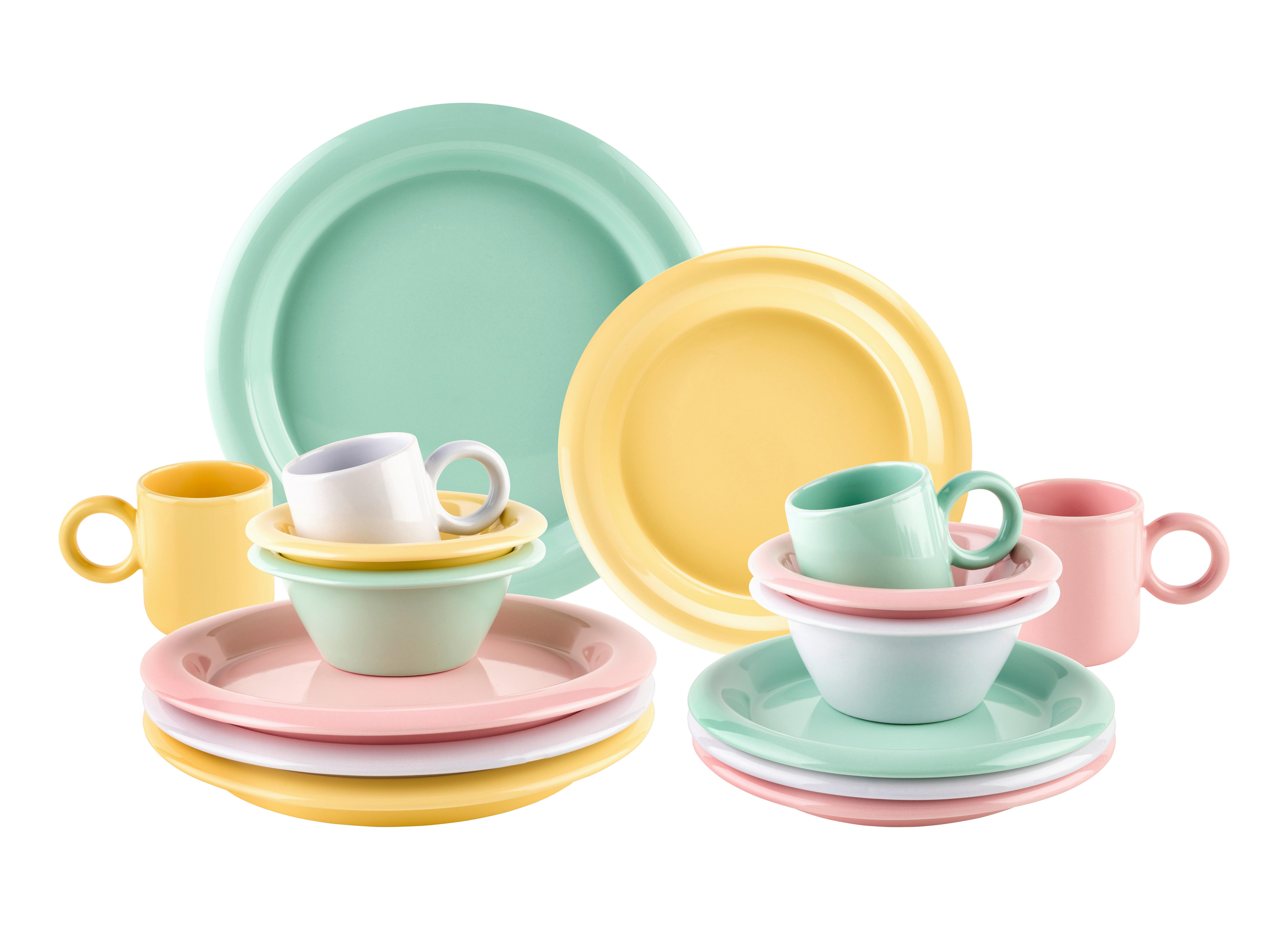 Kombinovaná souprava CANDY - zelená/šedobílá, Lifestyle, keramika - Mömax