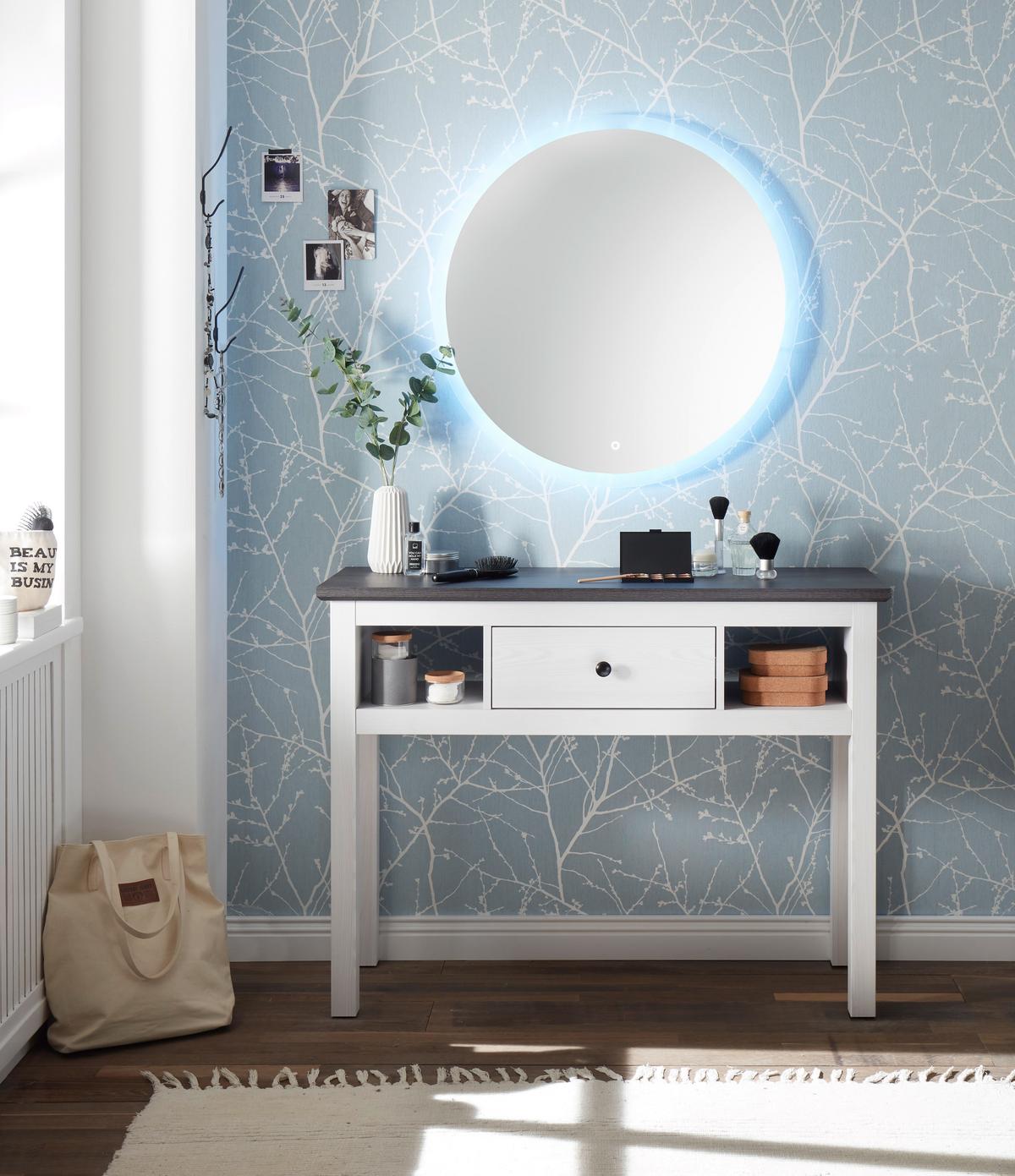 Schminktisch Bondy Kiefer Dekor/Weiß B: 114 cm mit Lade - Lärchefarben/Graphitfarben, KONVENTIONELL, Holzwerkstoff (114/86/41cm) - MID.YOU