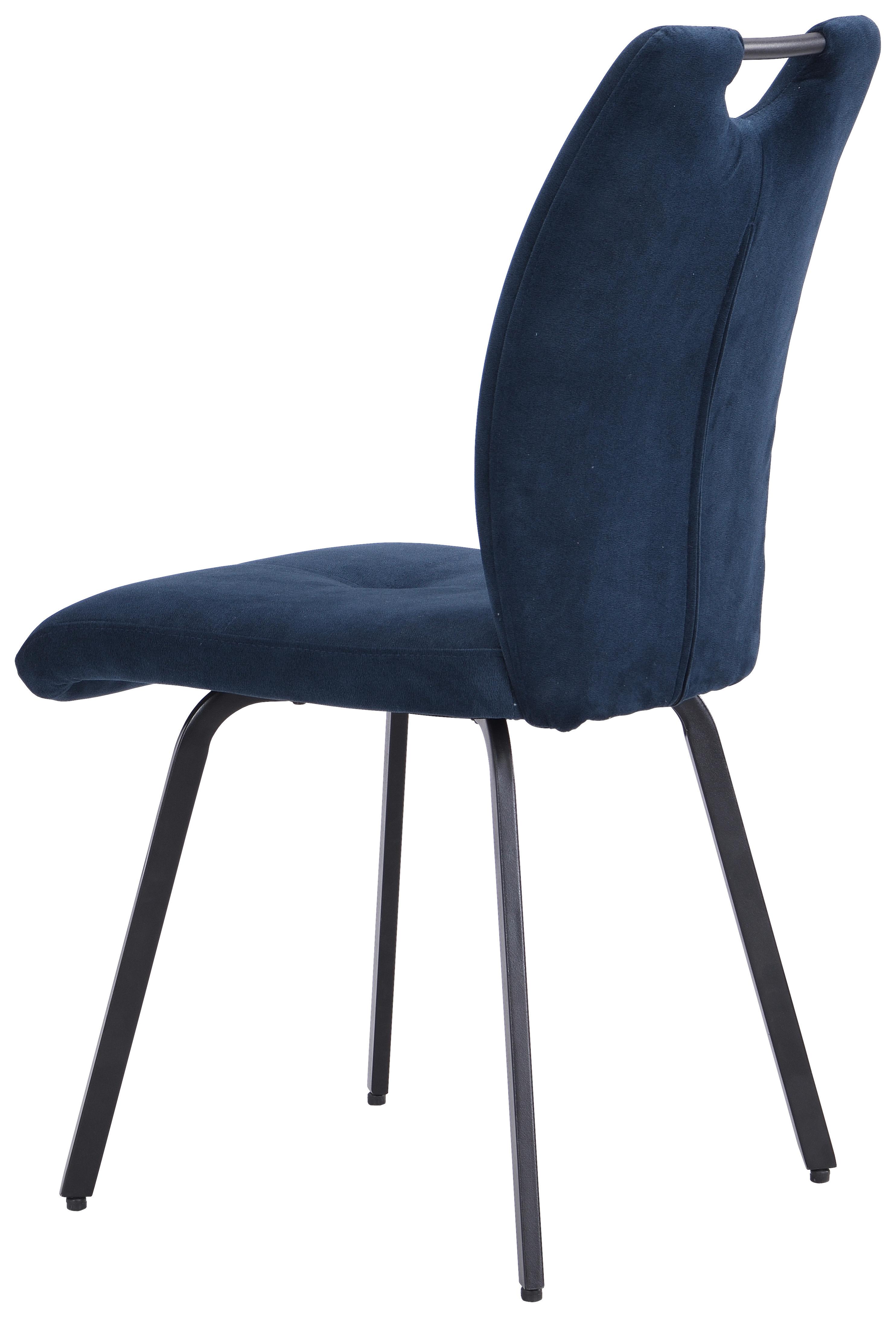 Polsterstuhl Ronny Blau - Schwarz/Dunkelblau, KONVENTIONELL, Textil/Metall (44/93/59cm)