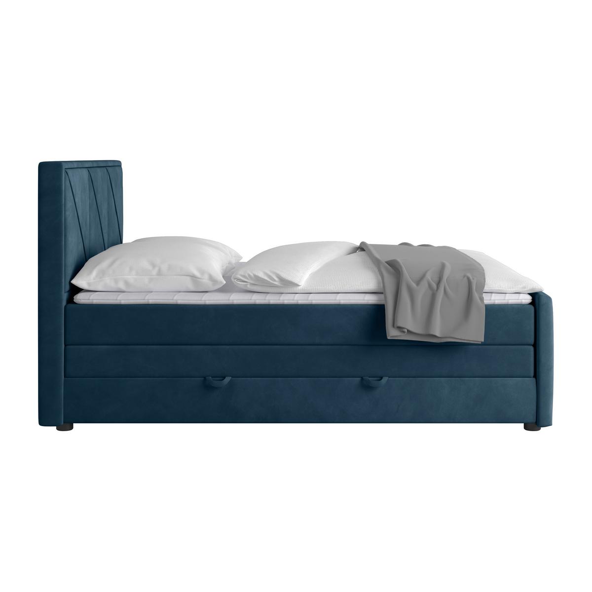Boxspringbett mit Bettkasten 180x200 cm Blau Bologna - Blau/Schwarz, MODERN, Holz/Kunststoff (180/200cm) - MID.YOU