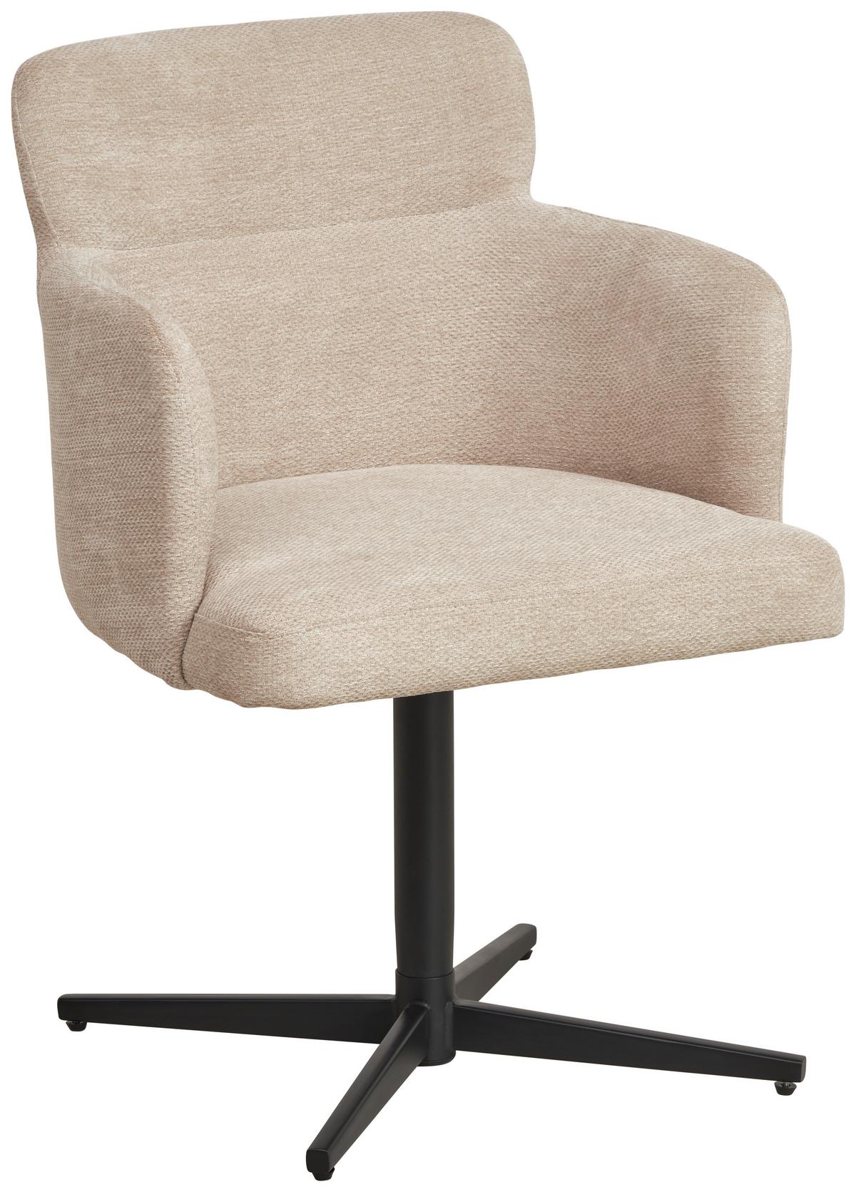 Armlehnstuhl Matteo Webstoff Beige, B: 58,5 cm - Beige/Schwarz, KONVENTIONELL, Holz/Textil (58,5/85/63cm) - Livetastic