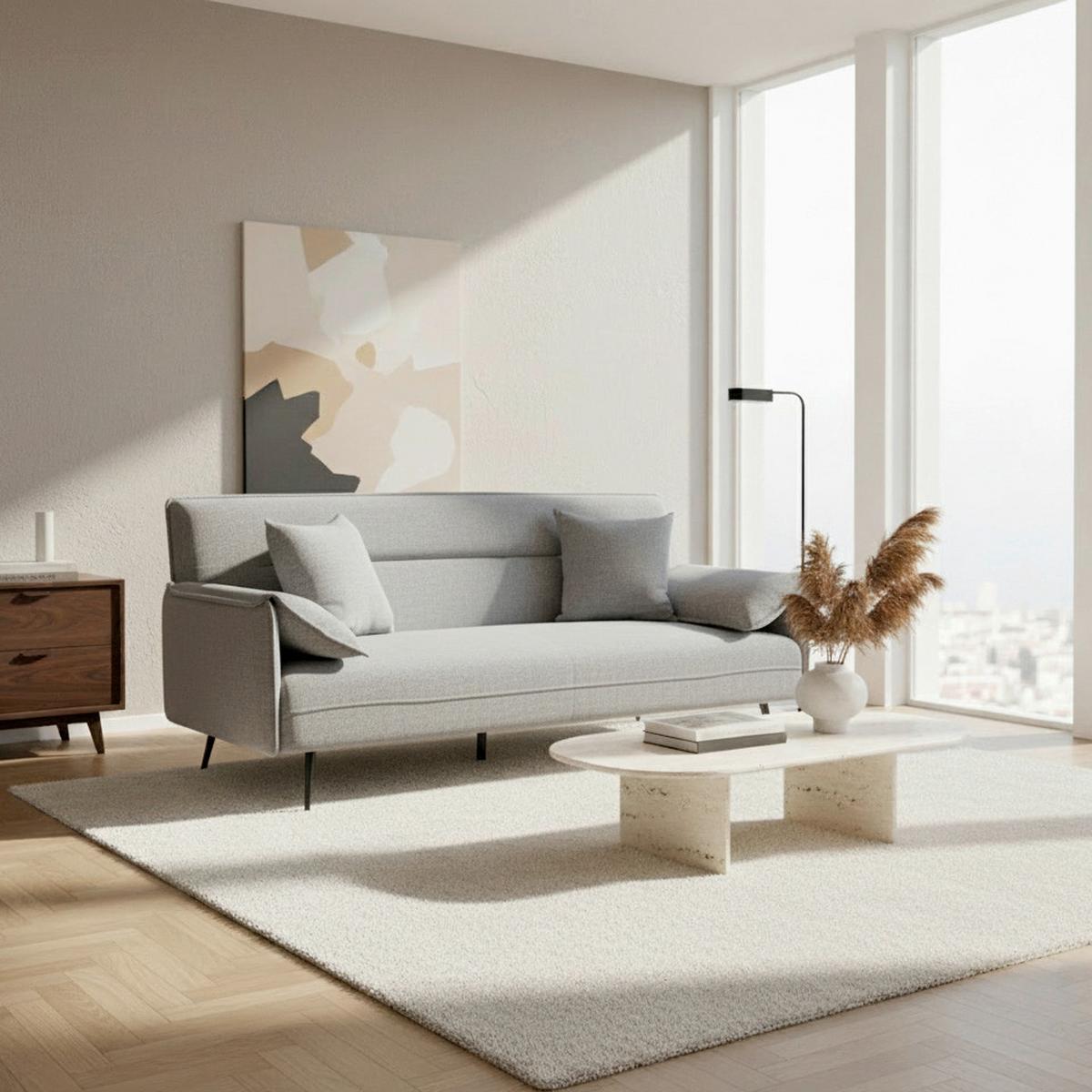 Rozkládací pohovka LANA tm. šědá - šedá/tmavě šedá, Moderní, kov/dřevo (199/89/95cm) - P & B